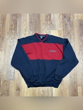 Nautica Men's Black with Red Chest Stripe V-Neck Sweater